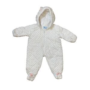 Vintage 70s Tot Lines USA made Baby Snow Suit Small roses frilly talon zipper